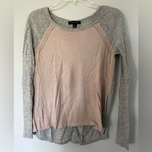 Ann Taylor Pink Grey Sweater with Half-Split Back